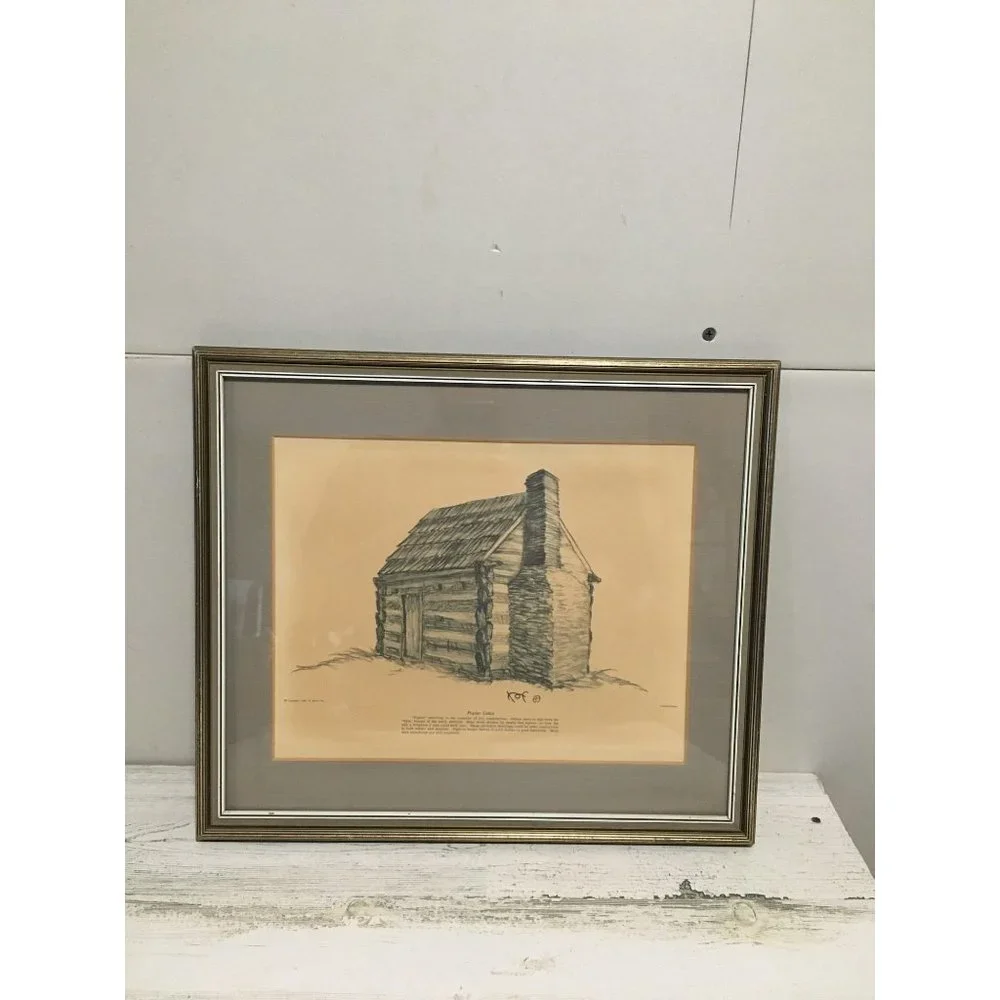 Poplar cabin framed print copyright 1969 R. Brian Fox Limited Edition